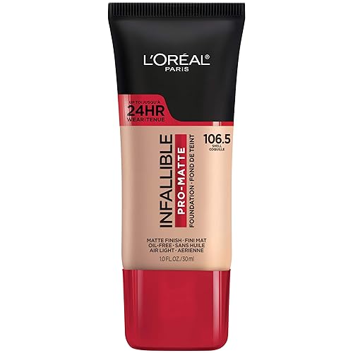 L'Oreal Paris Maquillaje Infallible Pro-Matte Liquid Longwear Foundation, Shell 106.5, 1 onza