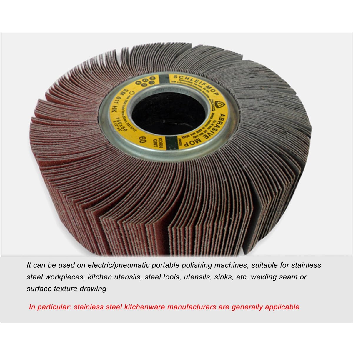 Rueda de pulido no tejida de 165 mm - Rueda de aletas de tela abrasiva de grano 60/80(60grit)