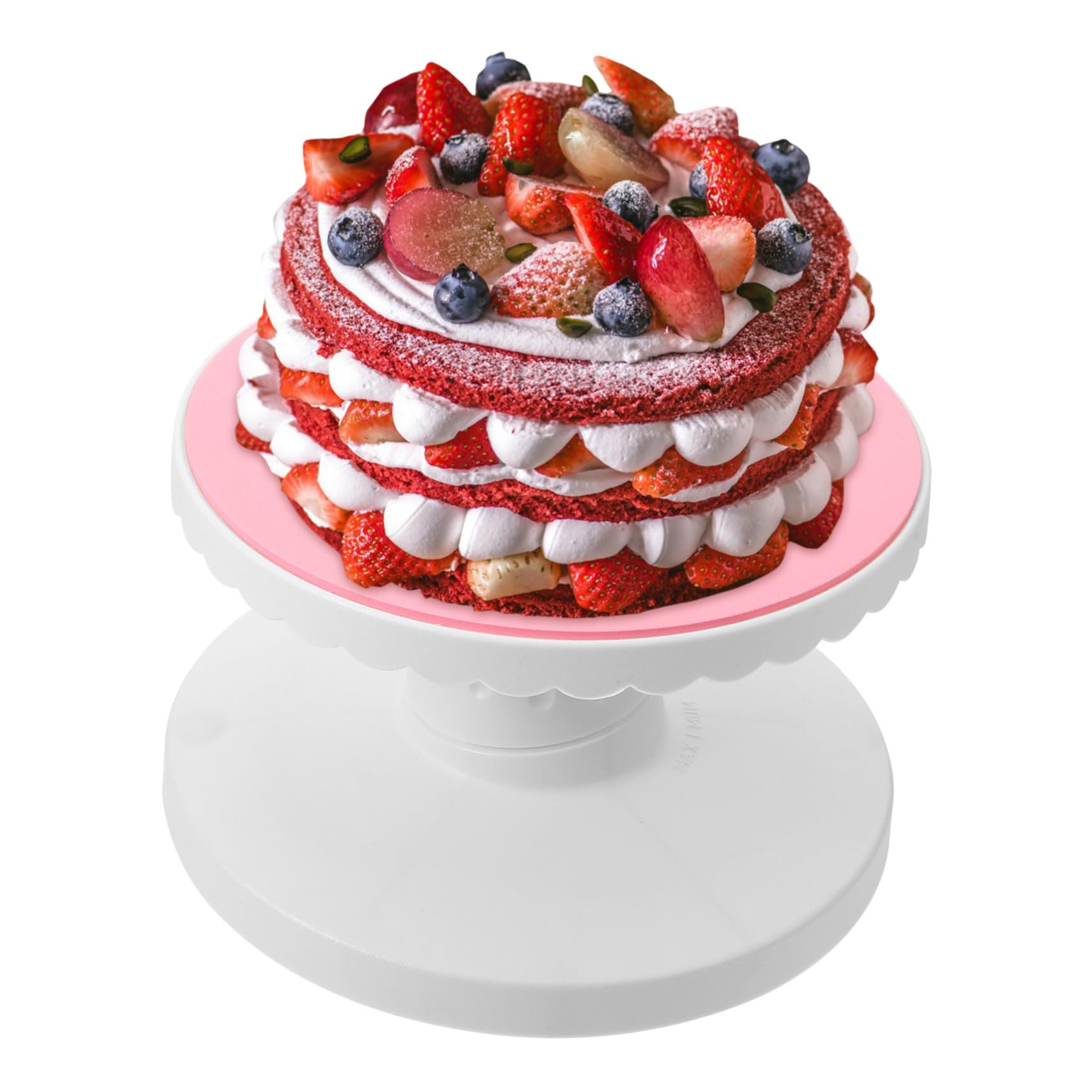 Gatuida Plato Giratorio Antideslizante para Pasteles de Plástico Rosa Función Giratoria, Adecuado para Decoración Floral y Diseño de Arcilla en Repostería