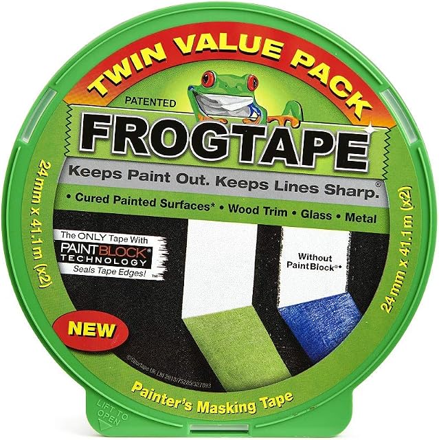 Frog Tape Green Multi Surface Painters Masking Tape Twin Pack of 24mm x 41.1m. Indoor painting and decorating for sharp lines and no paint bleed