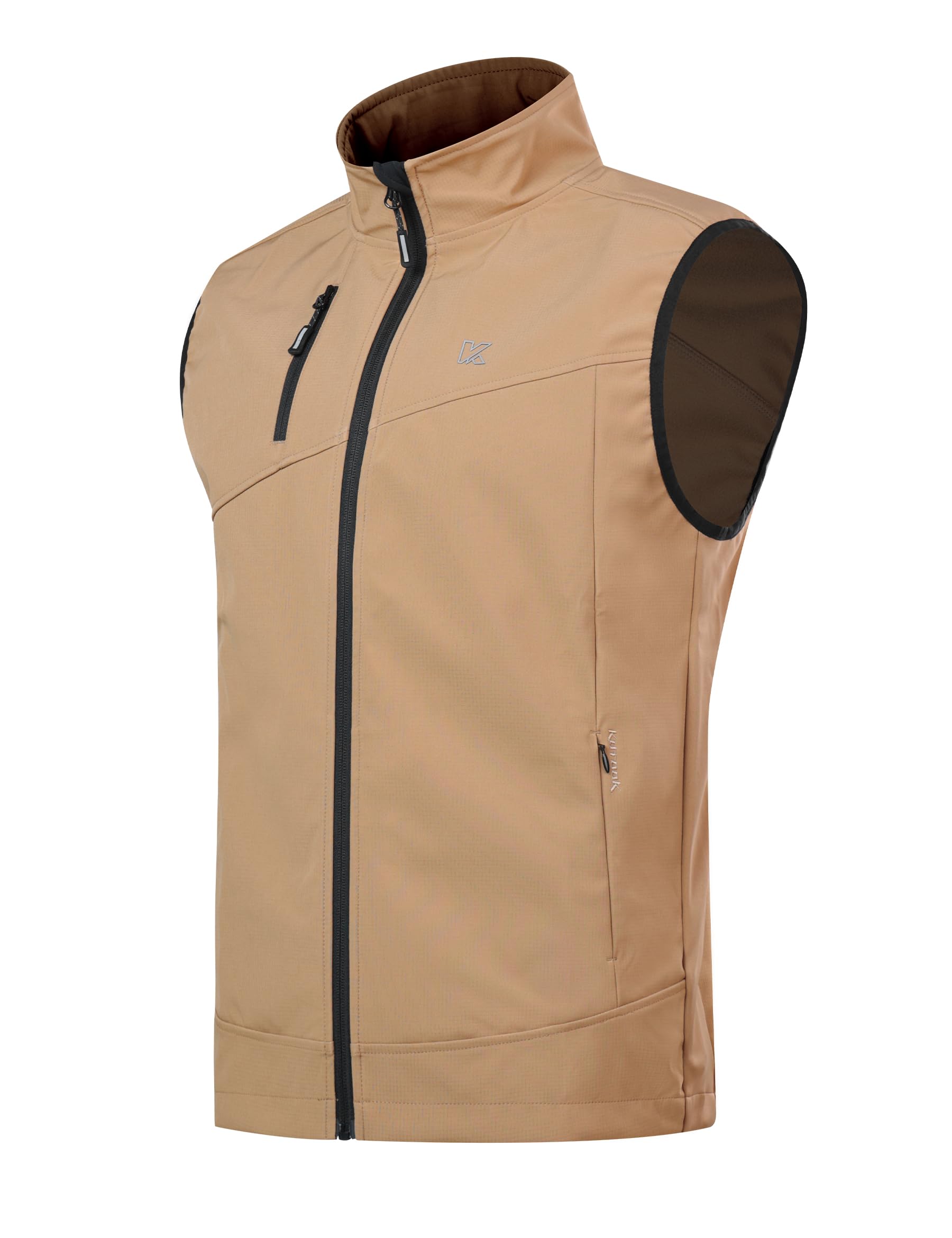 KUTOOK Heren waterdichte softshell vest lichtgewicht winddichte jas fietsen wandelen outdoor HC203, Zwart, XXL