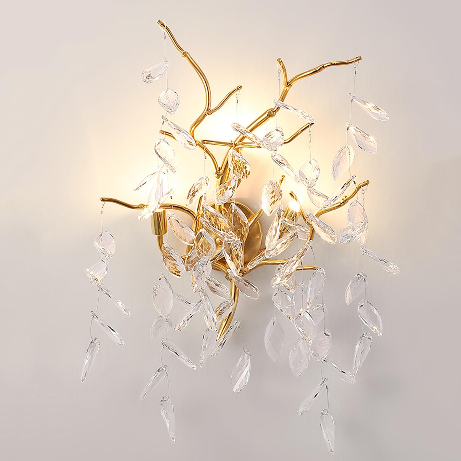 MYUYEE Tree Branch Crystal Wall Sconce, Luxury Wall Light Fixture Frosted Crystal Branch Wall Lamp For Bedroom Living Room Dining Room Entry Way