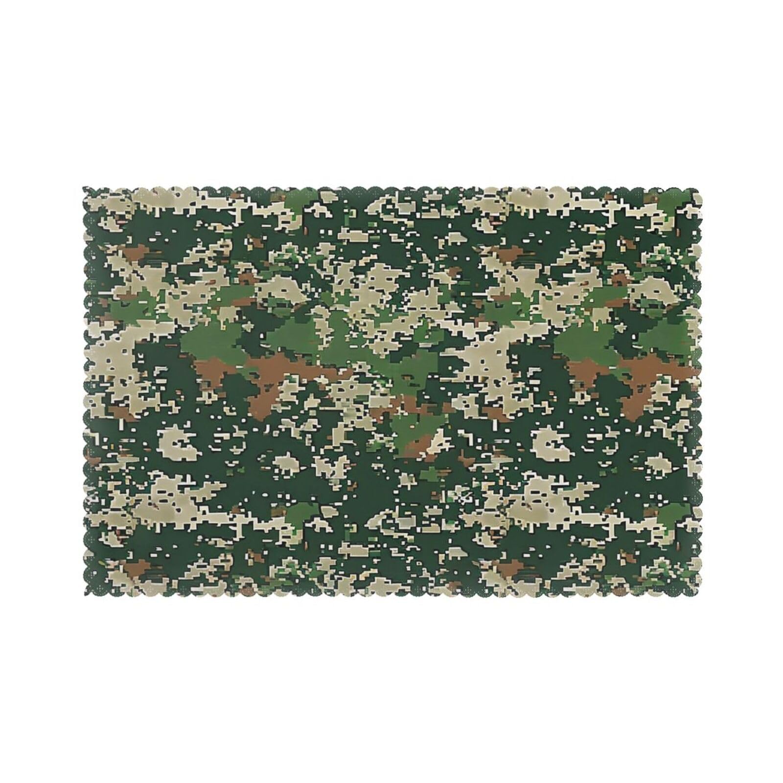 Green Army Digital Camouflage Printed Placemat Heat Resistant Place Mats Set of 6 PCS Washable Kitchen Table Mats, 12x18 Inch