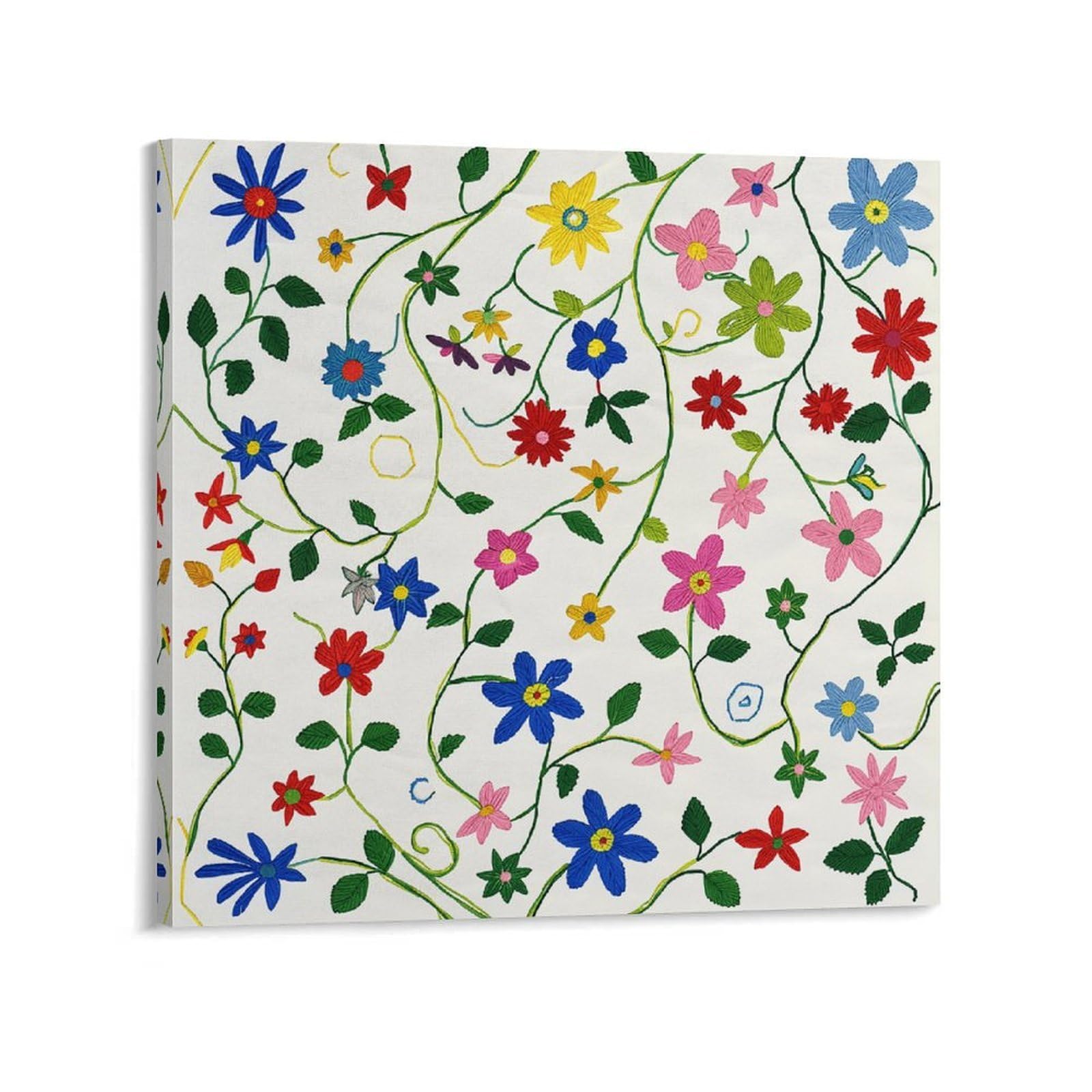 Vine Flower Pattern Canvas Wall Art for Bedroom 24x24inch(60x60cm) Canvas Prints Artwork for Walls Modern Picture Artwork Painting for Living Room Aesthetic Wall Paintings for Bathroom Kitchen Office