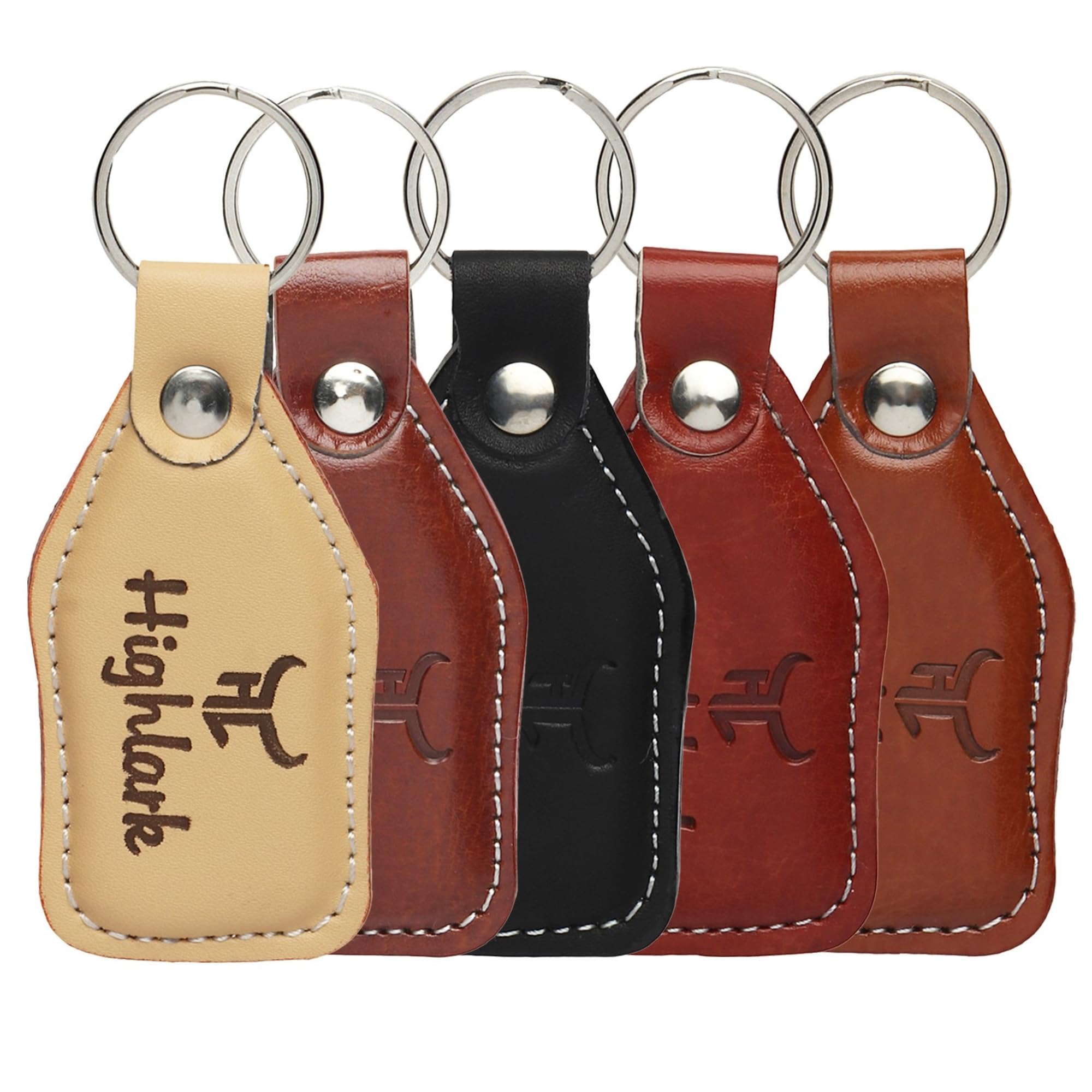 Highlark Luxury Leather Keychain Collection for Men & Women | Trendy & Durable Key Holder | Office Professional Unisex Key ring | Stylish Car, Bike & Home Key Accessory (Set of 5)