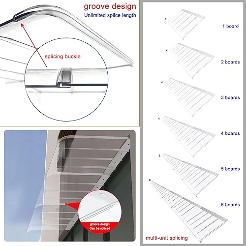 Miniatura 5 de Toldo invisible para ventana, toldo para puerta, puerta delantera al aire libre, cubierta de policarbonato para puerta superior, protección UV