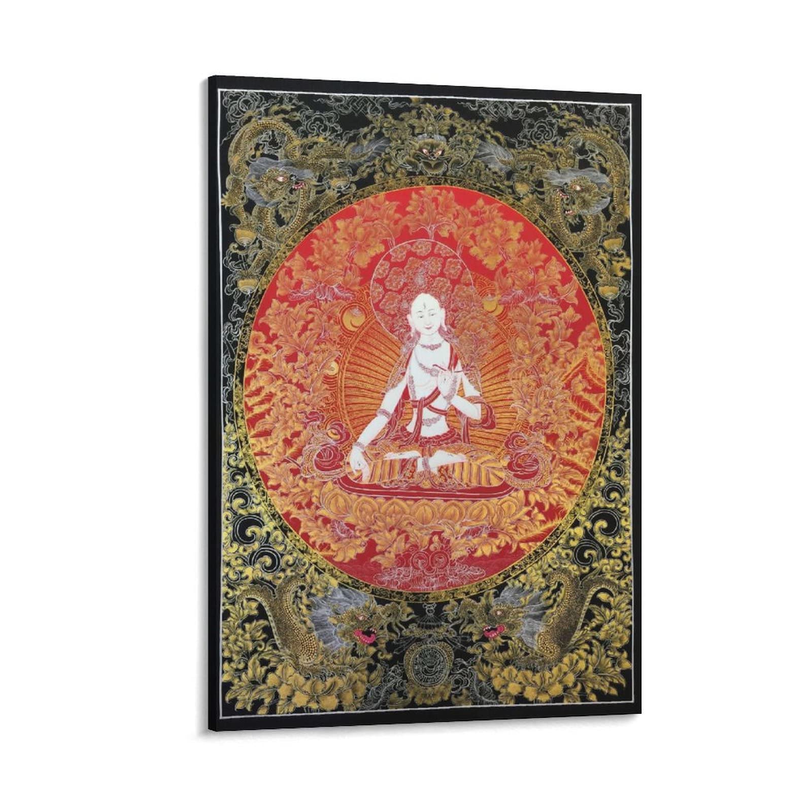 Poster da parete con Buddha Bodhisattva con drago, buddismo, religione, meditazione, decorazione per la casa, poster su tela, 60 x 90 cm