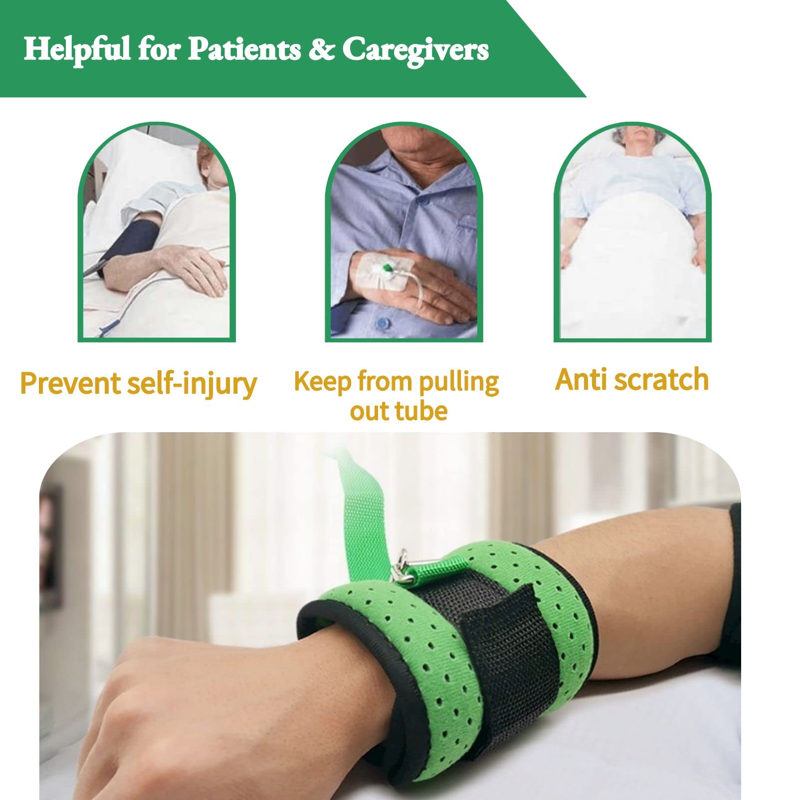 Lmaray Patient Medical Restraints Limb Holders, Hospital Bed Safety - View #2