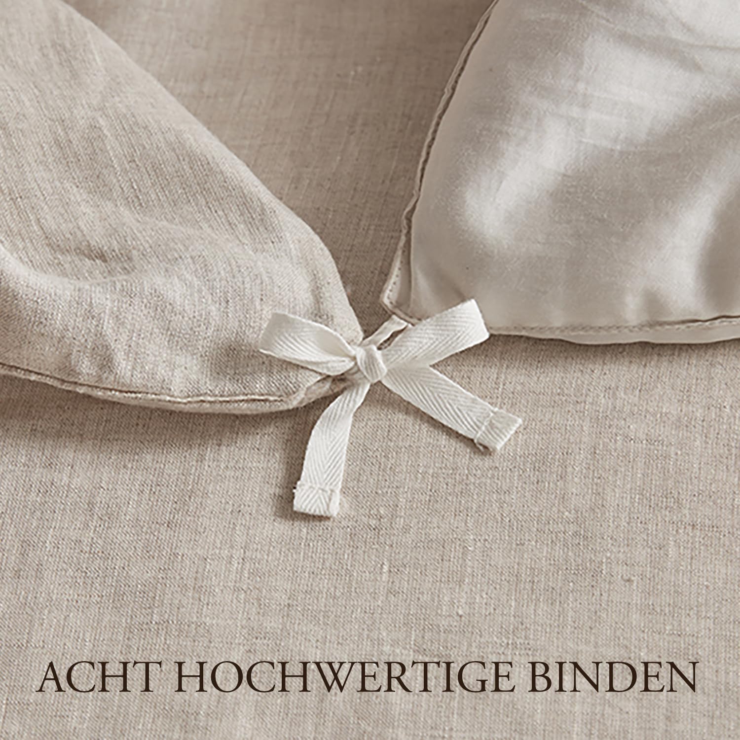 DAPU 100% Leinen Bettwäsche Set, Naturfaser Luftige Kühlende Sommerbettwäsche, Gewaschene Weiche Bettwäsche für Hotsleepers, 135×200cm + 1St. 80×80 mit Reißverschluss, Natur