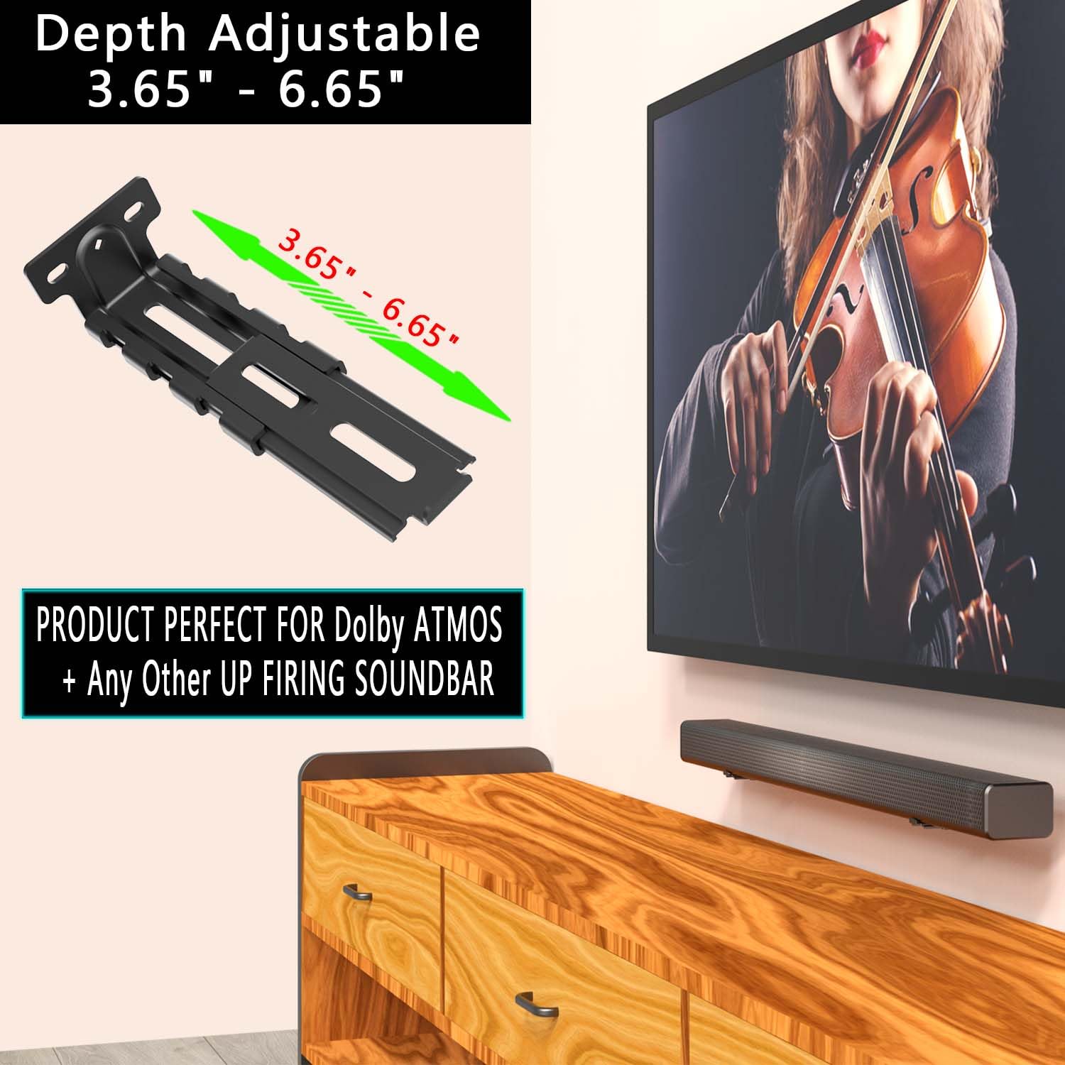 2 Staffe Da Parete Universali Per Soundbar - Profondità Regolabile