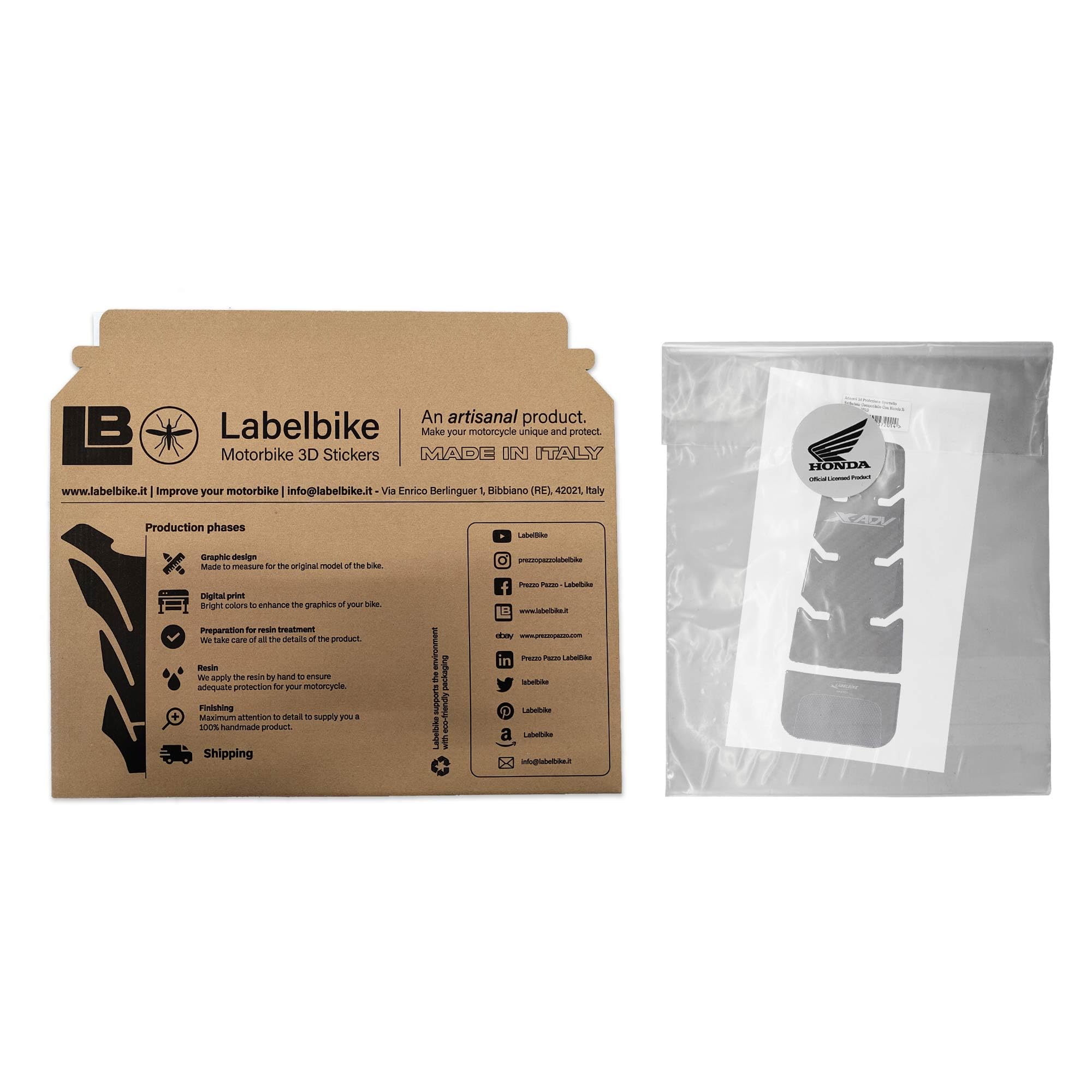 labelbike - Adesivo 3D Moto Scooter Sportello Serbatoio Protezione e Decorazione in Resina con Licenza Ufficiale compatibile con HONDA XADV 2021-2025