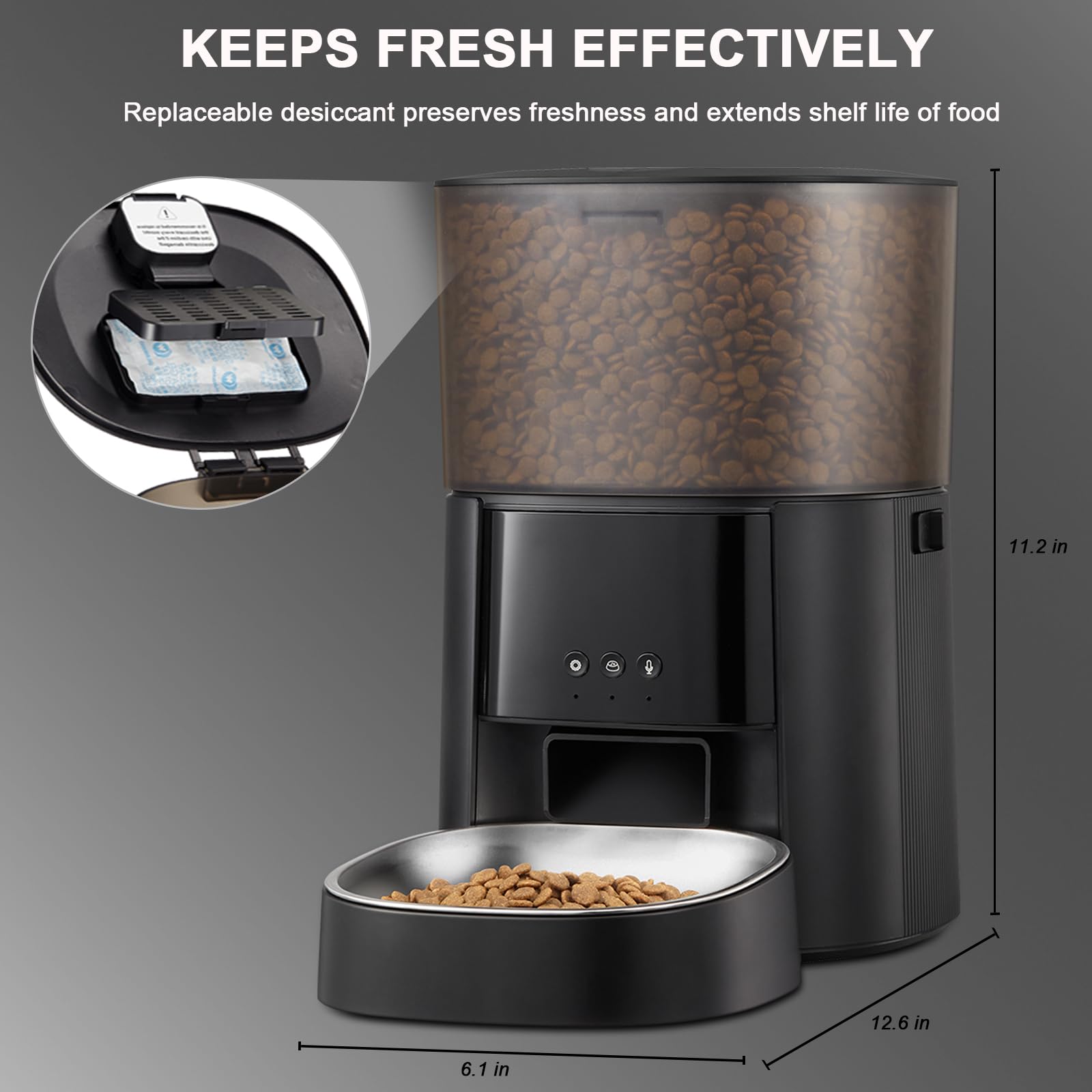 Automatic Cat Feeder WiFi with App Control, Voice Recorder, 4L Dry Pet Food Dispenser for Cats & Dogs with Freshness Preservation, Custom Feeding Times & Portions, Dual Power - image 3