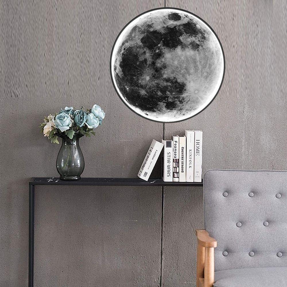 Luna - Lampada da parete a LED, luce soffusa in stile nordico, lampada da parete con telecomando, a risparmio energetico