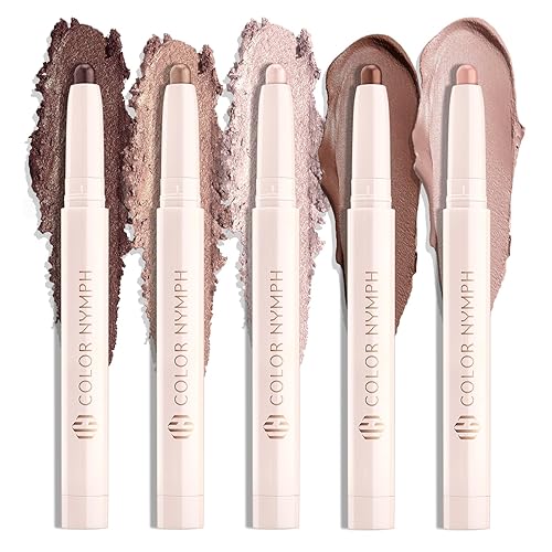 Color Nymph Juego de barras de sombra de ojos, lápices de sombra de ojos con brillo mate, resaltador de cejas, 5 unidades, impermeable, multipalo,