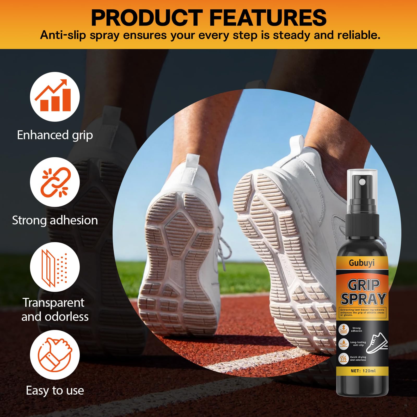 120ml Spray Antidérapant pour Chaussures de Basket-Ball, Performance Enhancer Anti Slip, Spray Antidérapant Boosts, Améliore la Traction des Chaussures, pour Plus de Performance