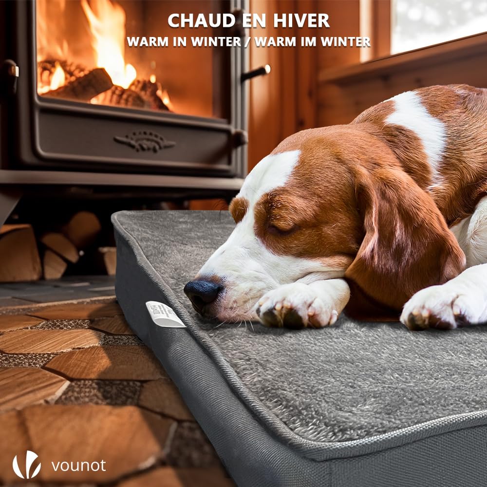 VOUNOT® Cama Perro Ortopédica con Alfombrilla Refrescante de Gel, Colchón Mascotas Cojines para Perros Espuma con Memoria Funda Extraíble Lavable, 115x81x9cm