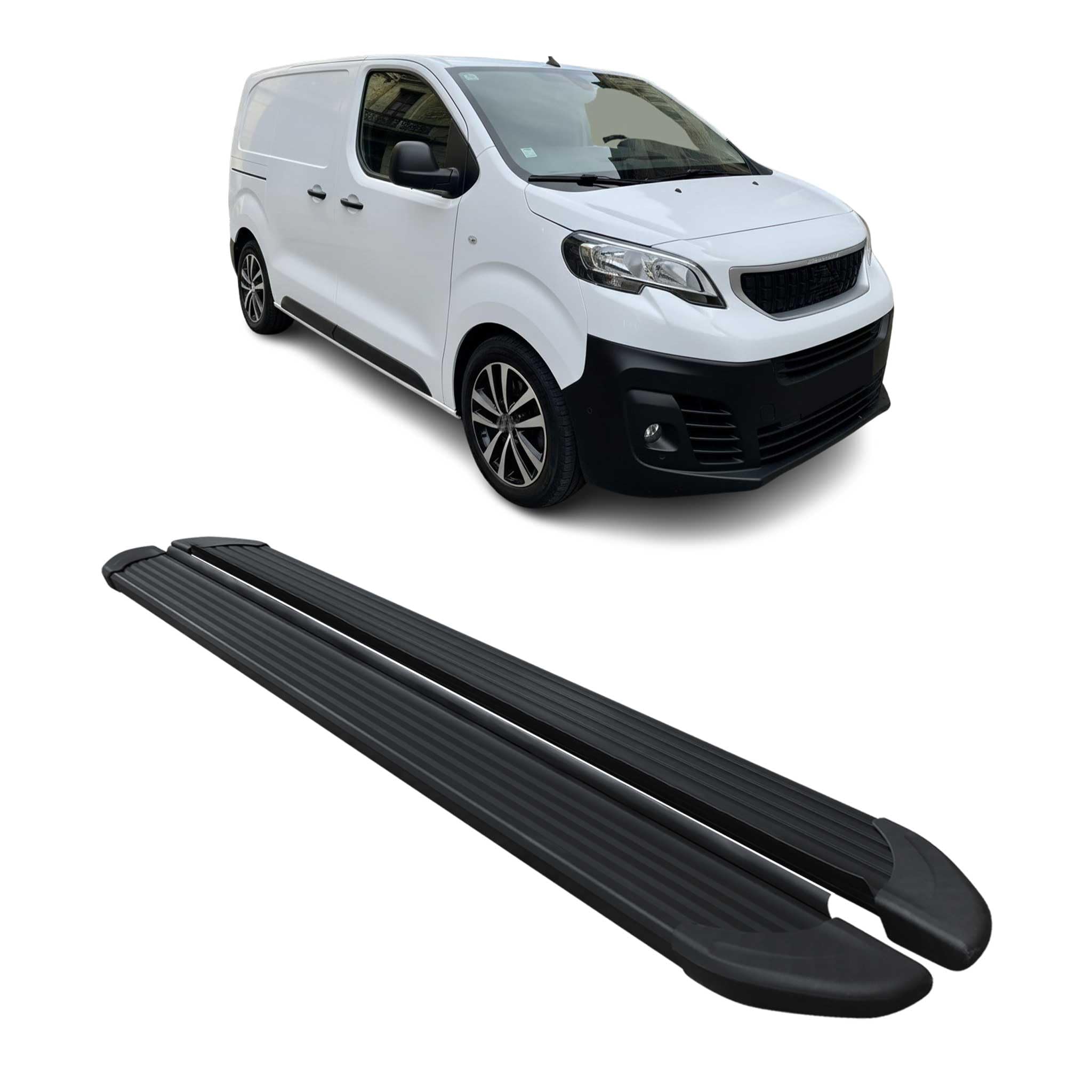 Marchepieds Latéraux Pour Peugeot Expert Traveller 2017-2025 Noir Alu L1 Court