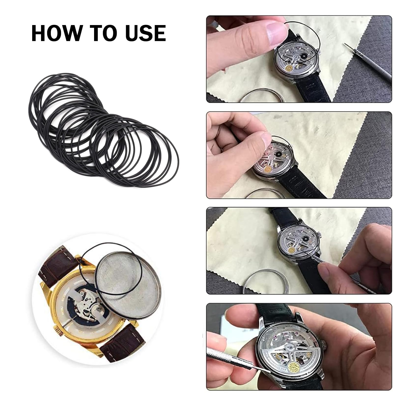 Kit Guarnizioni O-Ring Per Orologi - Set Di Ricambio In Gomma Impermeabile Per Movimenti E Fondelli - Foto 4