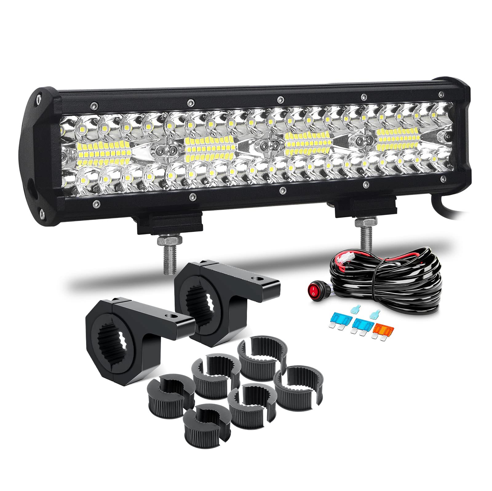 RIGIDON Barre LED 4x4 180W 30cm + 2x36W Feux Travail - Kit Câblage 12V Étanche