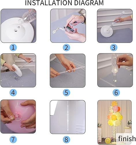 Miniatura 2 de Juego de 2 soportes de columna de globos con tira de luz y 26 globos para decoración de suelo para baby shower, graduación, cumpleaños, Halloween,