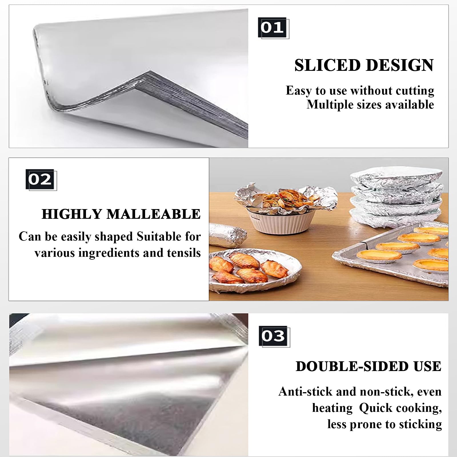 1000 Hojas de Papel Aluminio Extrarresistente para Envolver Alimentos, Perritos Calientes y Sándwiches – Almacenamiento, Horneado, Catering, Restaurante y Cocina(Size:15μm*20CM*20CM)