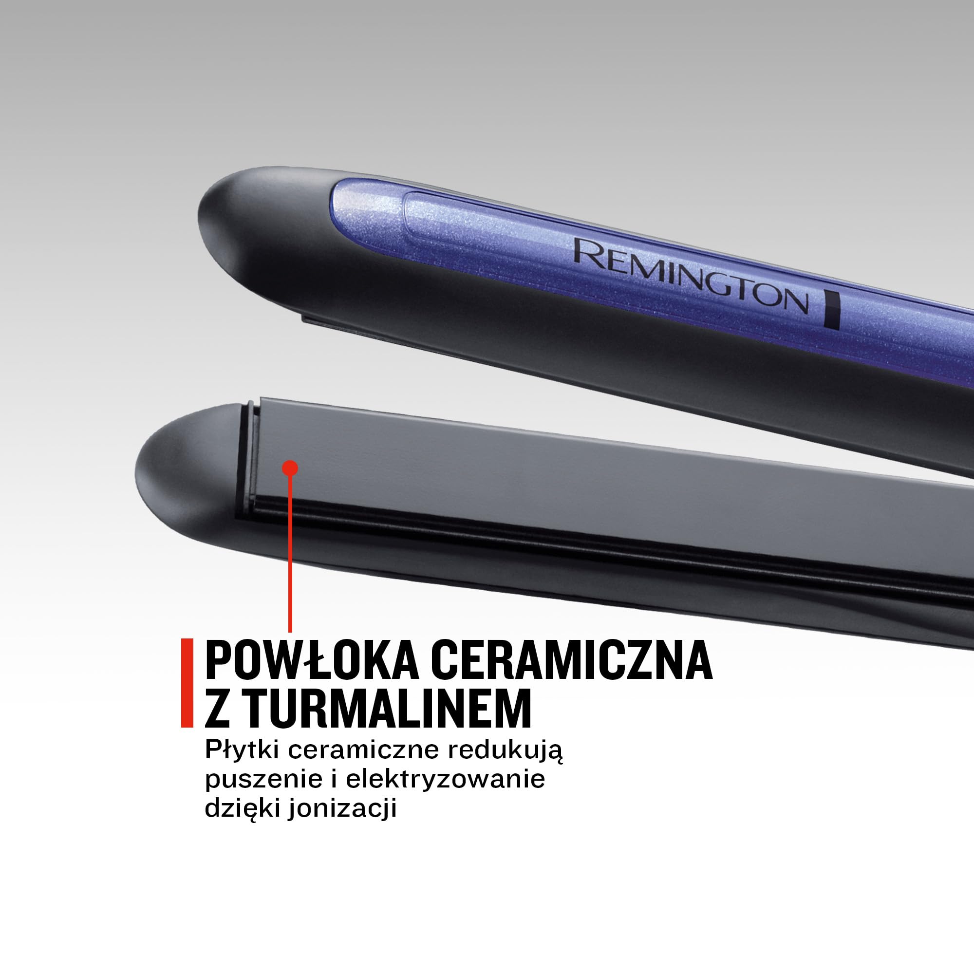 Remington prostownica do włosów z jonizacją (3x), powłoka ceramiczno-turmalinowa, zakres temp. 150-230°C, ruchome płytki, szybkie nagrzewanie, obrotow przewód, etui, fioletowa, Pro-Ion S7710