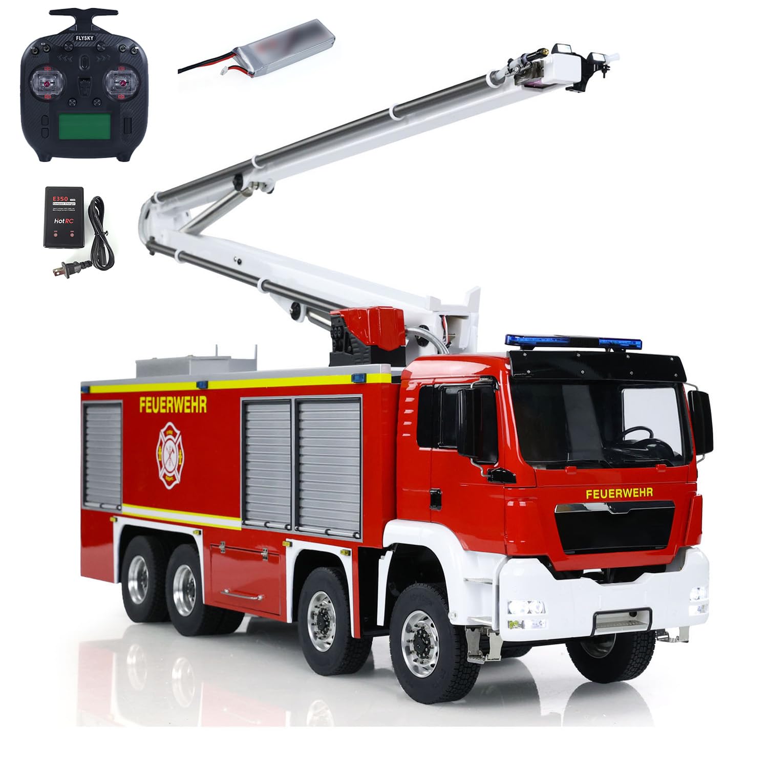 wheelfun 1/14 Metal Chassis RTR Snozzle High-reach Extendable Turret 8x4 RC Fire Truck