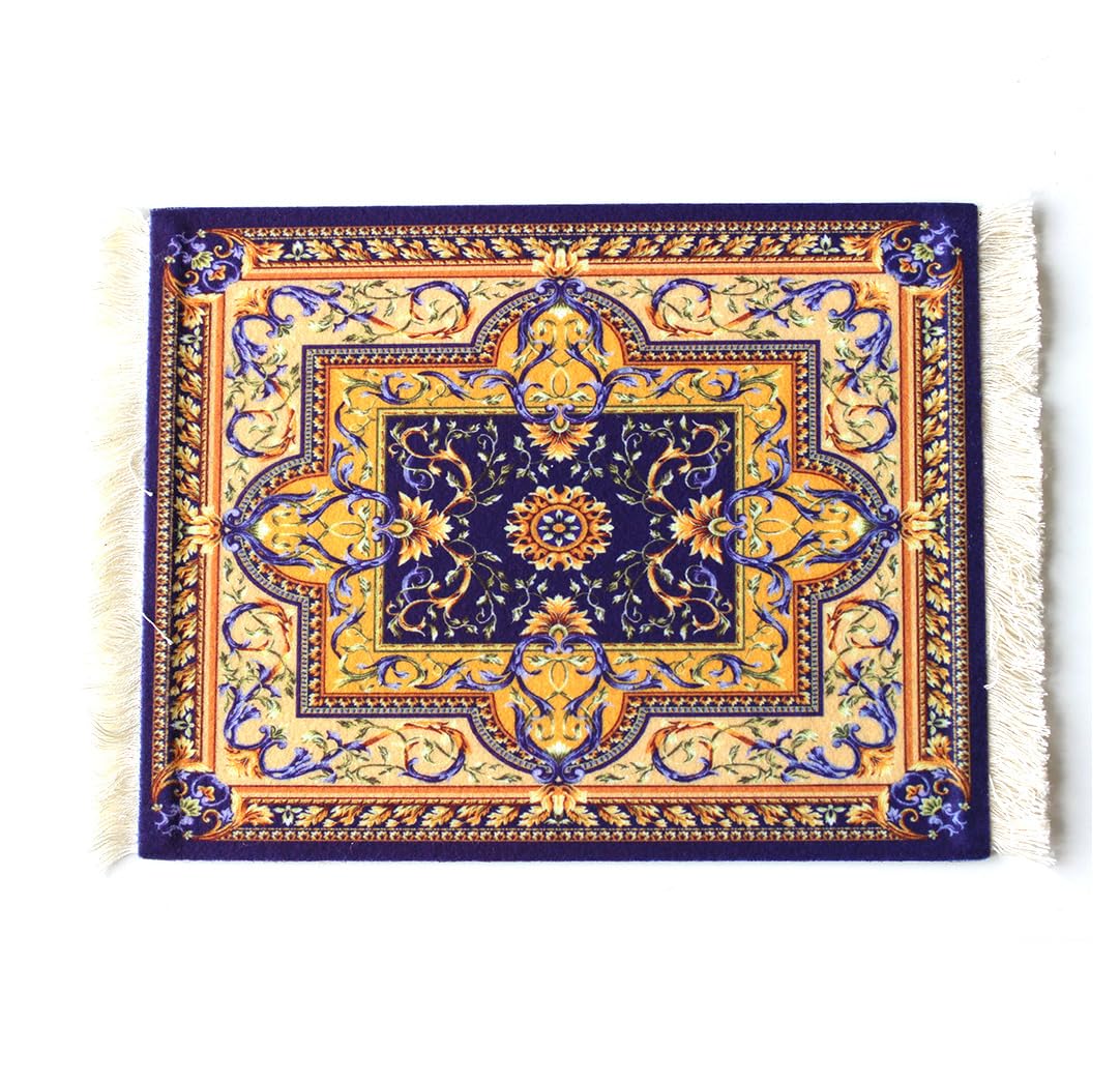 Qiantull Teppich Mauspad Kreative Mini Teppich aus Orientteppich Muster Textilgewebe Klein Mouse Pad mit Baumwolle Quasten Mausmatte Computer Zubehör Untersetzer 28x18cm16#Dunkelviolett