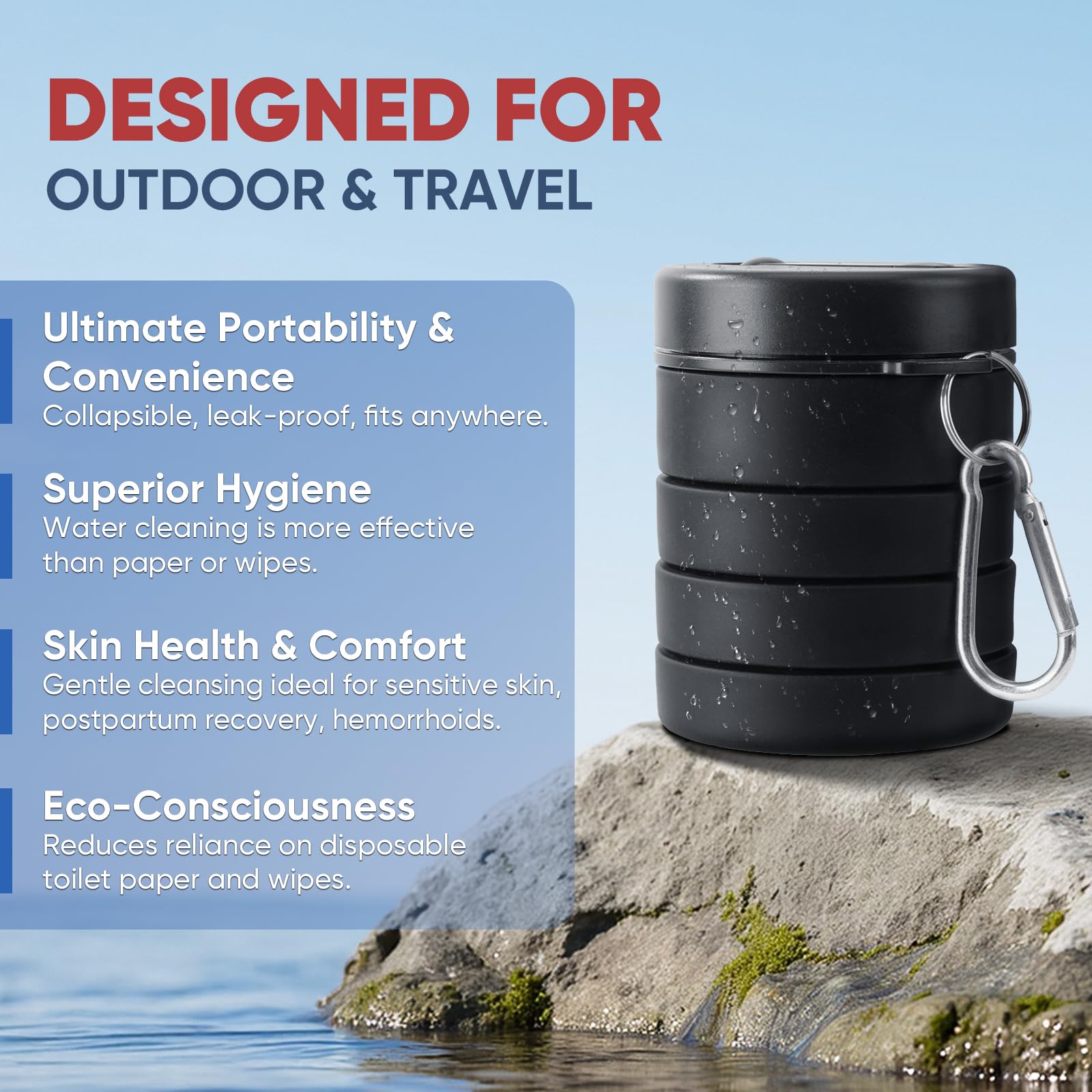 Travel Bidet Portable Bidet with Collapsible Expandable Design Refreshing Clean for Outdoors Camping Travel — view 3