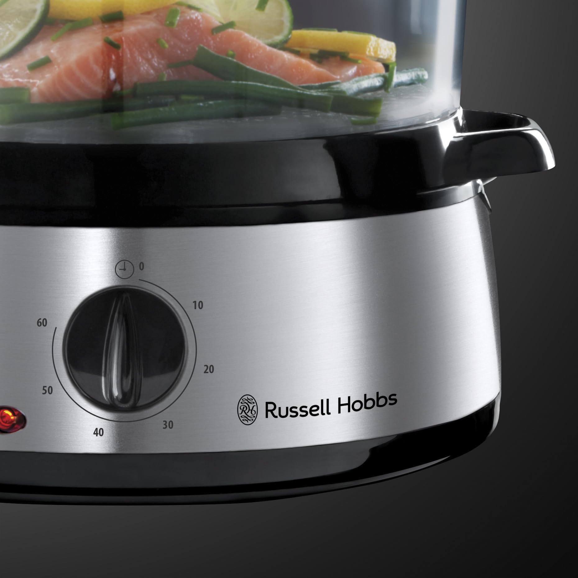 Russell Hobbs Dampfgarer [normale Größe] 9,0l (60 Minuten Timer + Abschaltautomatik, 3 spülmaschinengeeignete Dampfgarbehälter + Reisschale/Reiskocher + 6 Eierhalter/Eierkocher, BPA-frei) 19270-56