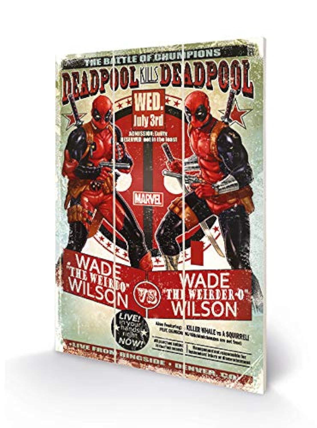Impression sur Bois Marvel Deadpool Wade Vs Wade : Idée Déco Bureau et Salon Geek