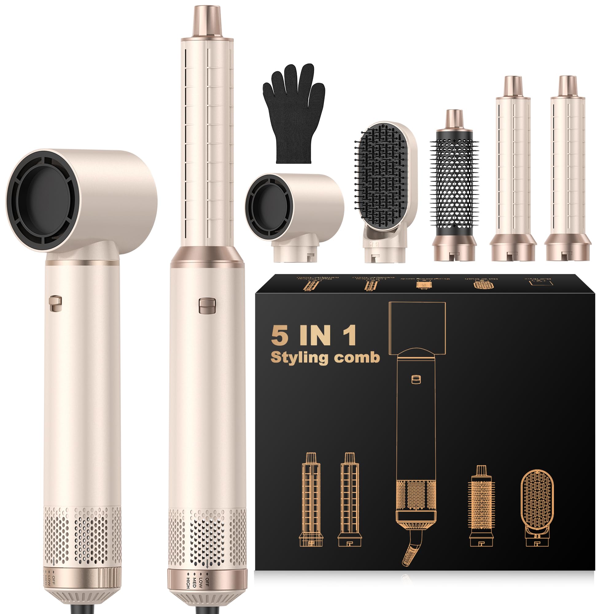 UKLISS Airstyler 5 in 1 piastra per capelli con spazzola ad aria calda