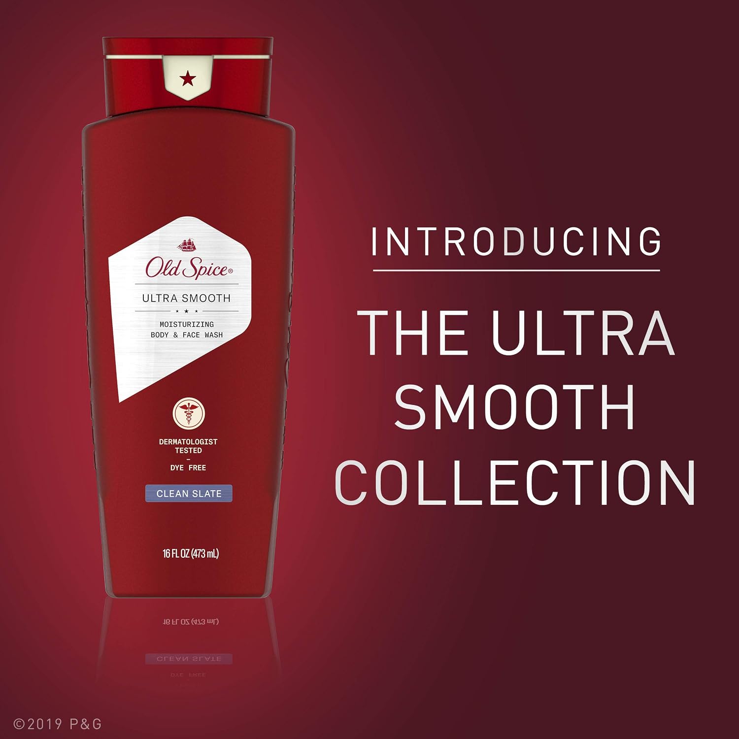 Old Spice Ultra Smooth Moisturizing Face & Body Wash for Men, Clean Slate, 16 Fl Oz, Pack of 4 (packaging may vary)