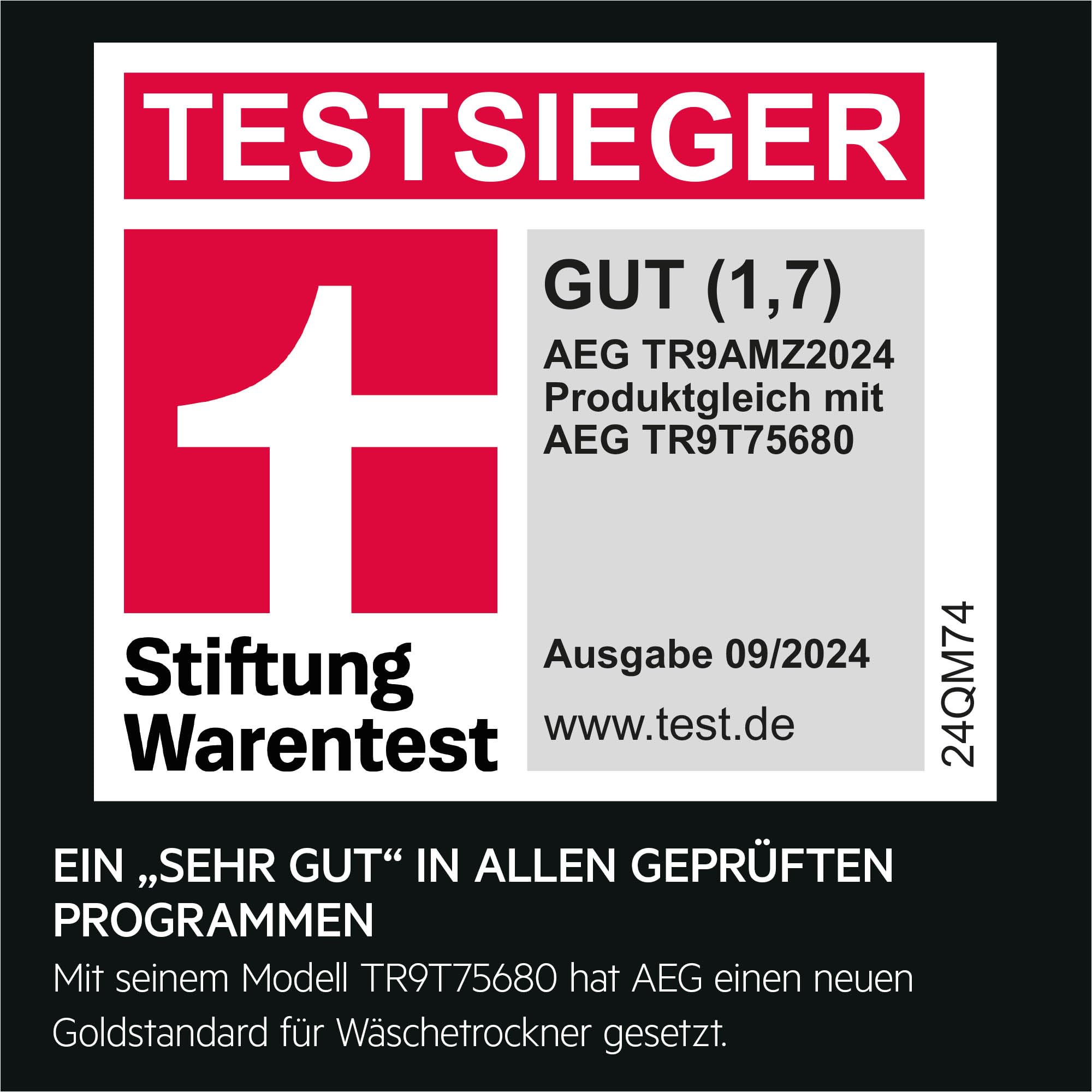 AEG Wärmepumpentrockner 8 kg Serie 9000 AbsoluteCarePlus TR9AMZ2024 Daunentrocknung 3D-Scan Restfeuchteermittlung Knitterschutz Trommelbeleuchtung