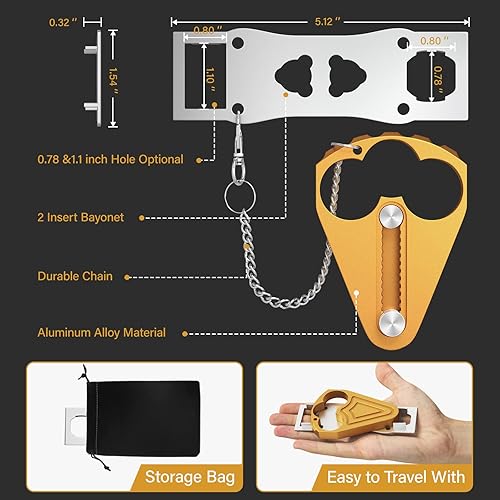 Miniatura 6 de Cerradura de puerta portátil para seguridad de puerta de hotel, cerraduras de puerta de hotel de metal para seguridad de viajeros, cierres y pernos