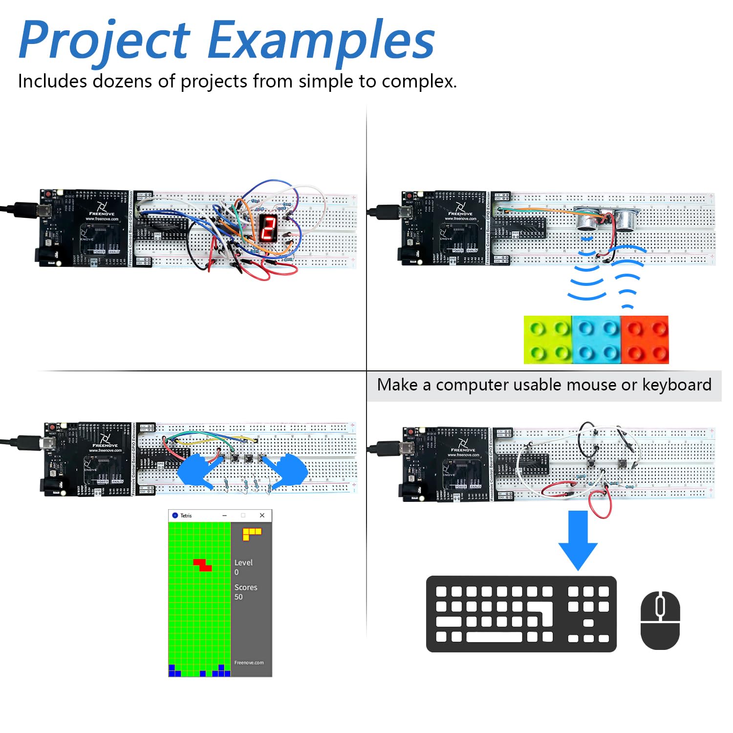 Freenove Super Starter Kit with Board V5 Rev4 Mini (Compatible with Arduino IDE), Arm Cortex-M4 Microcontroller, 305-Page Detailed Tutorial, 172 Items, 60 Projects