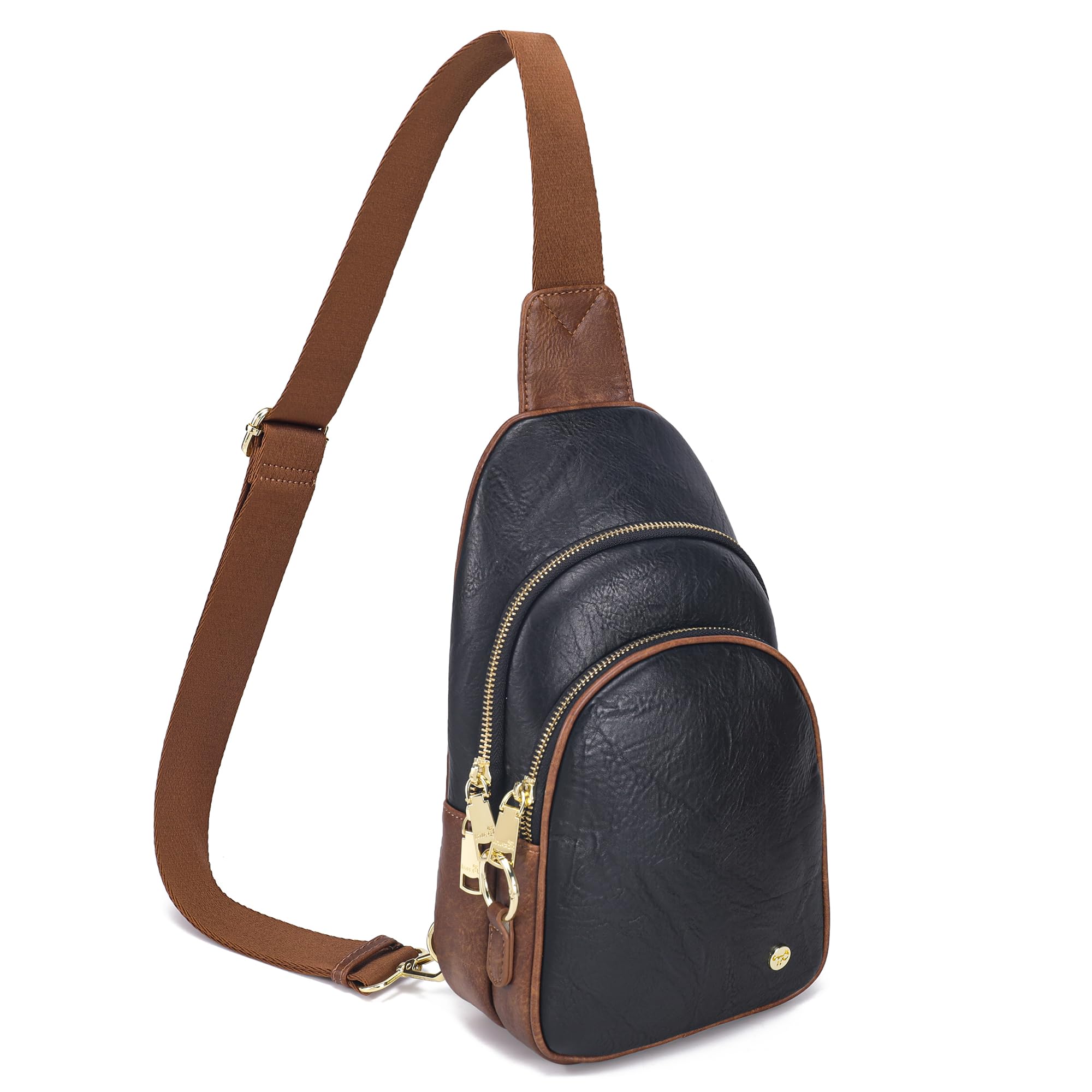INICAT Crossbody Sling Bags Fanny Packs Leather Purses Chest Bag for Women