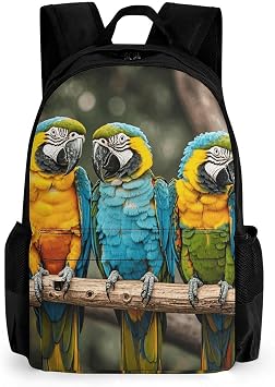 Three Parrots Backpack with Pocket - 15.6-inch Laptop Sleeve Bag Casual Daypack for Work And Travel