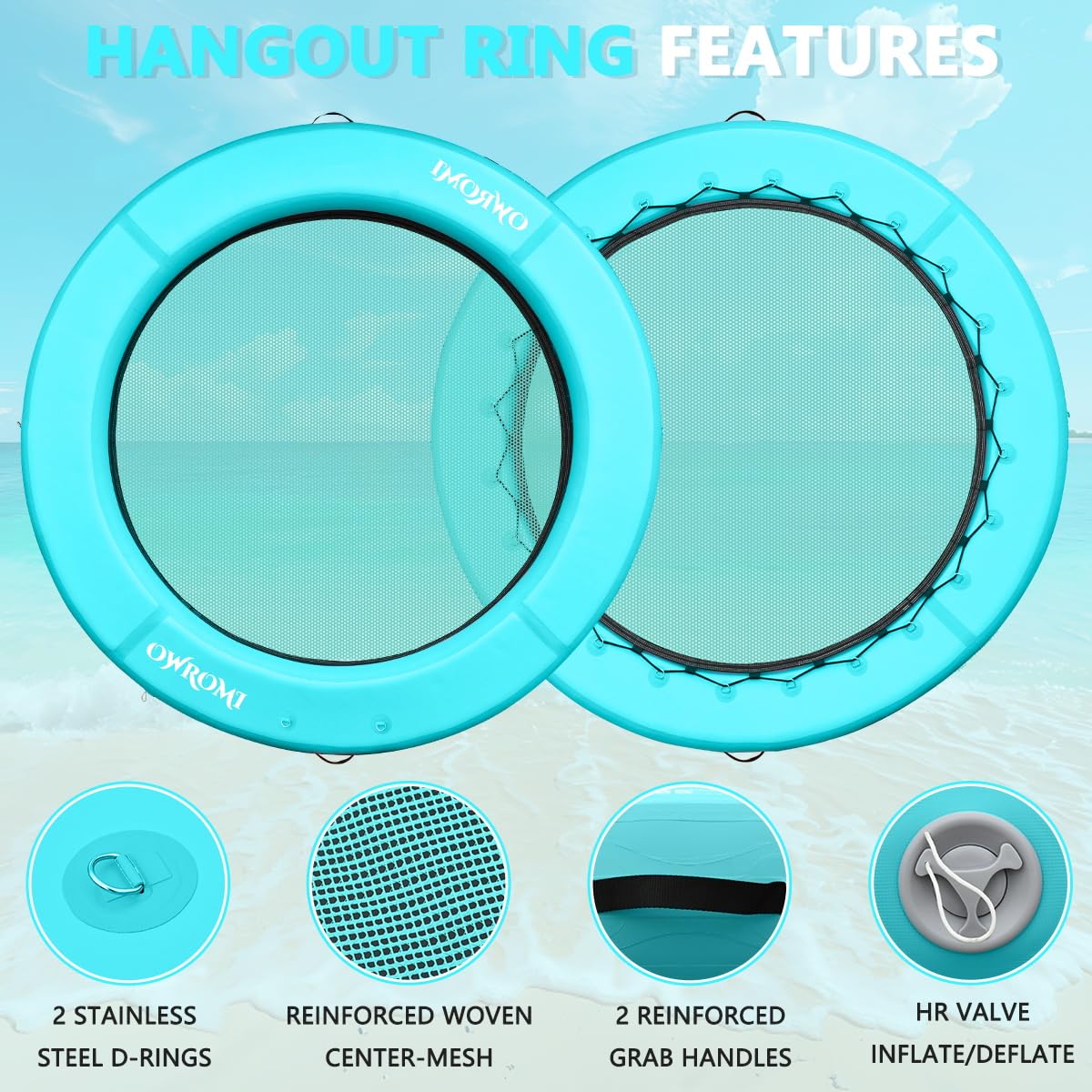 Inflatable Water Hammock Floating Dock, 8ft Round Inflatable Dock - View #6