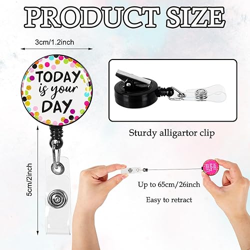 Miniatura 2 de Whaline 10 carretes retráctiles motivacionales con clips de cocodrilo, coloridos carretes de identificación inspiradores para estudiantes,