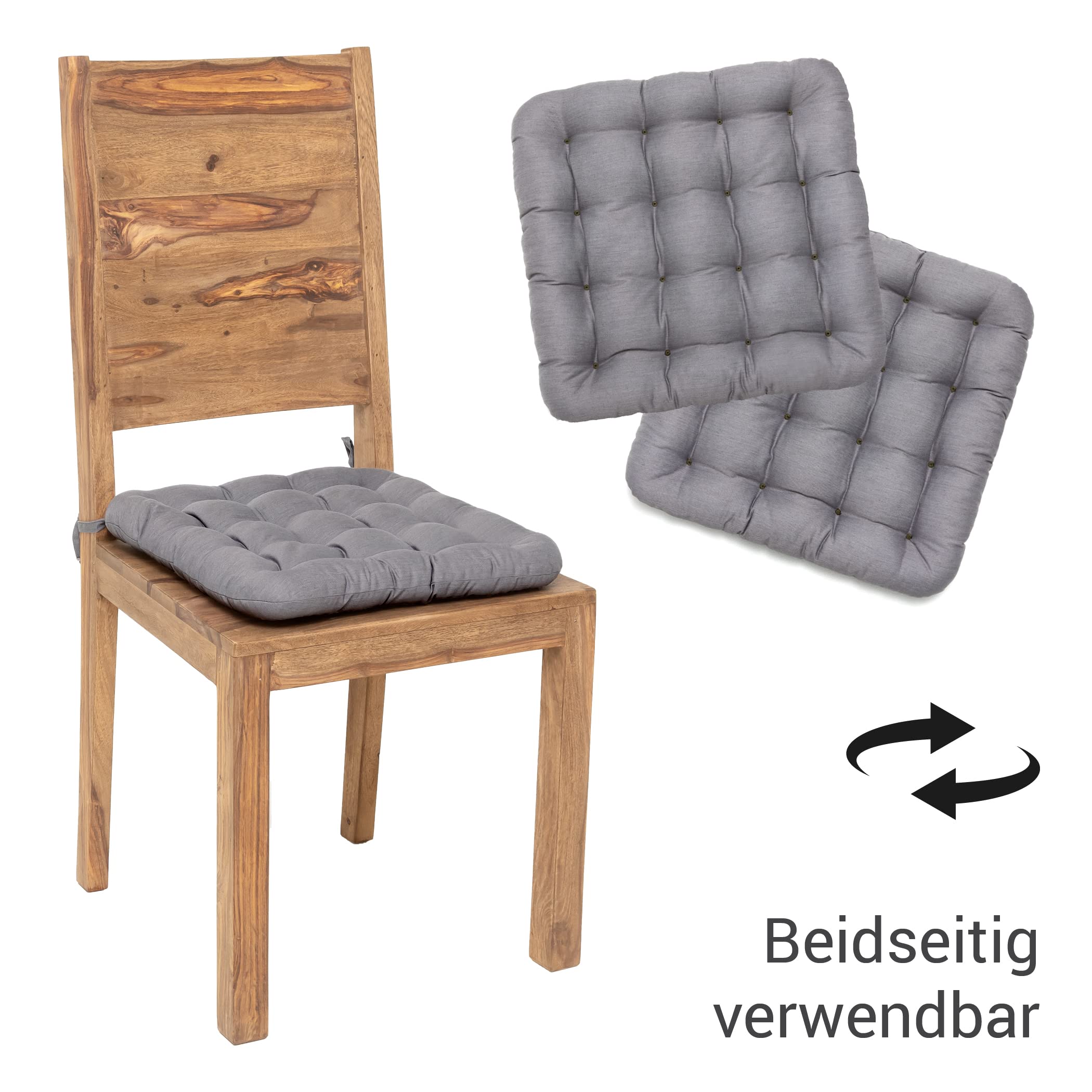 HAVE A SEAT Luxury – poduszka do siedzenia 40 x 40 cm – wygodna poduszka na krzesło, ortopedyczna, nadaje się do prania w temperaturze do 95 °C, nadaje się do suszenia w suszarce, trwałe kolory – Made in Germany – (zestaw 4