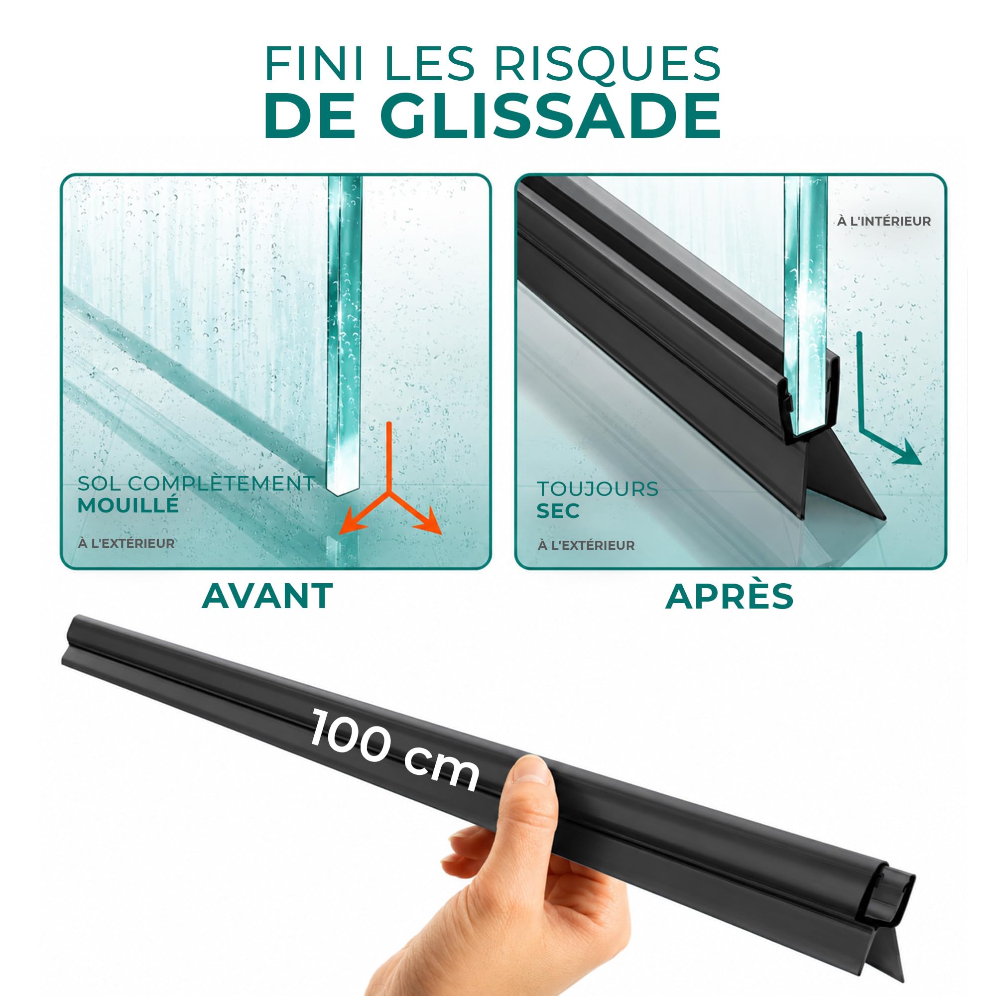 Meisterfaktur Joint Porte de Douche [2x] – Joint d'Étanchéité PVC pour Paroi de Douche en Verre 6,7 et 8 mm