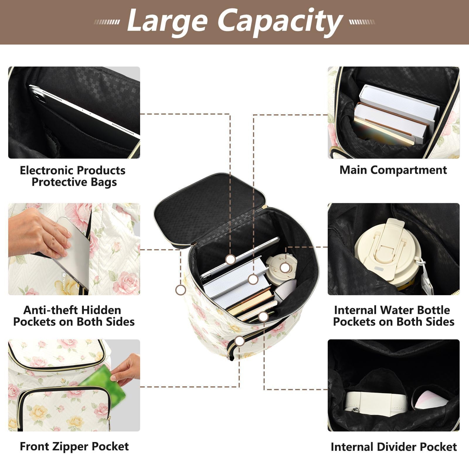 Zaino da donna 15L Premium elegante zaino portatile versatile