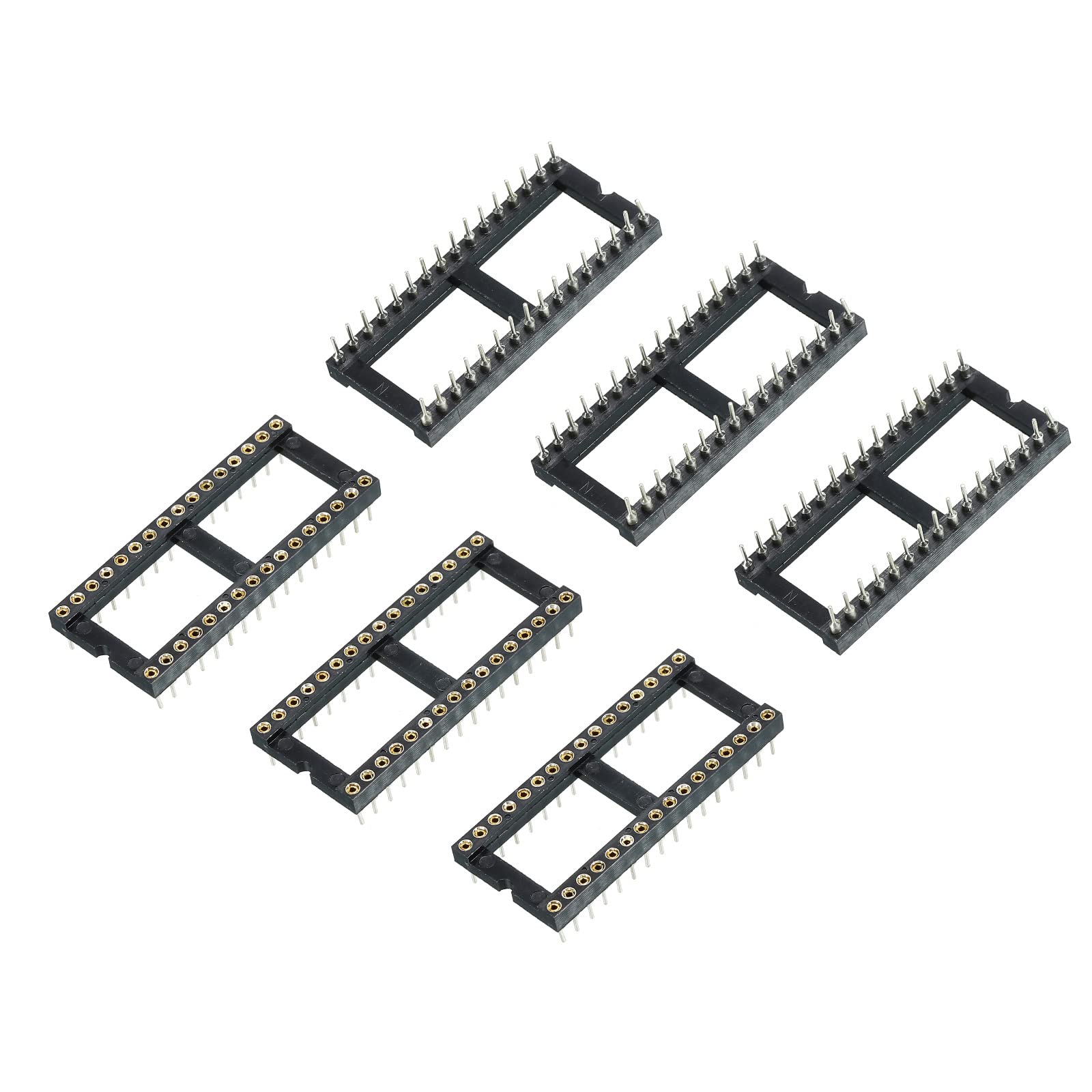 Lot De 25 Supports CI DIP 28 Broches - Hauteur 2,54 Mm, Espacement 15 Mm, Pour Circuits Imprimés