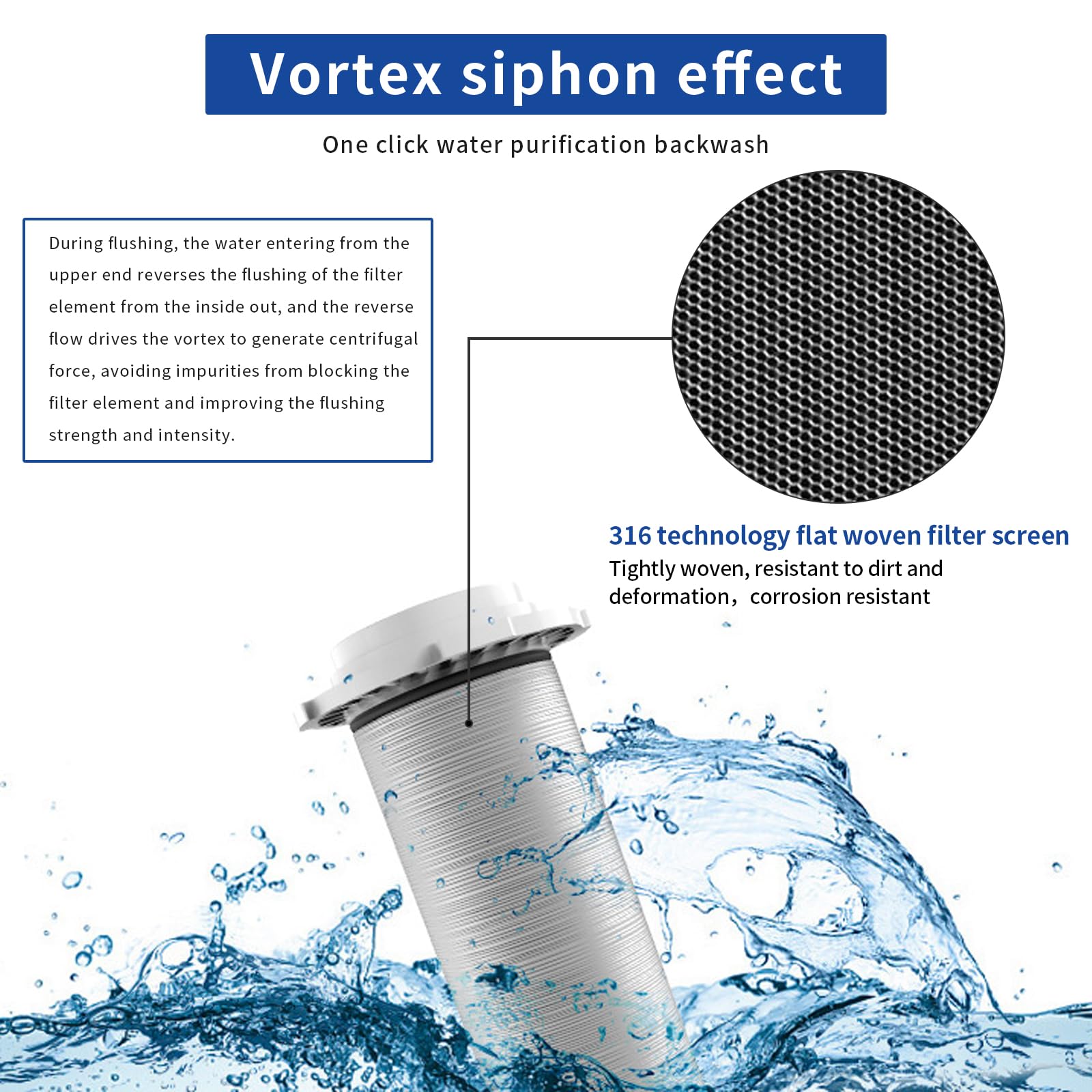 Filtro fine lavabile riutilizzabile, filtro acqua pozzo 3/4" sedimentario prefiltro, 3000 liters_per_hour, sotto il lavandino, filtra 40 micron, 1,5 16 kpa, 2 40 ℃
