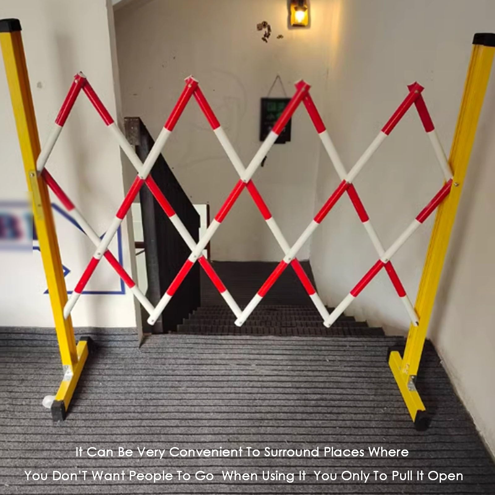 Valla de Seguridad Industrial Extensible para Exteriores, Barrera de Control de tráfico Plegable y Ajustable para almacenes, construcción de Carreteras y entradas de Obra, 16.4 pie