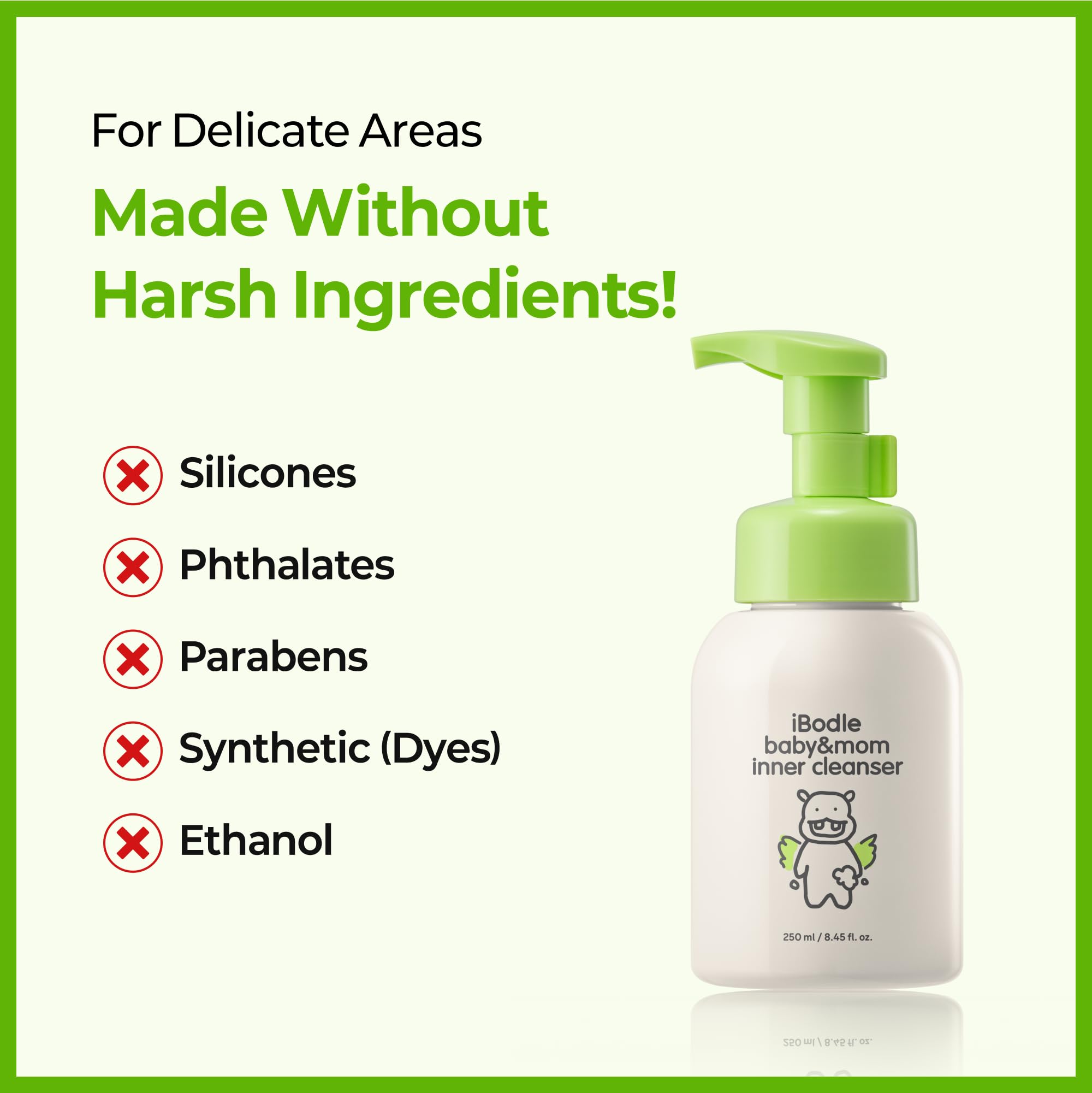 Baby & Mom Intimate Wash – Gentle Antibacterial Cleanser for Delicate Areas, pH-Balanced, Deodorizing, Soothing Foam Care for Sensitive Skin, 8.45 fl oz