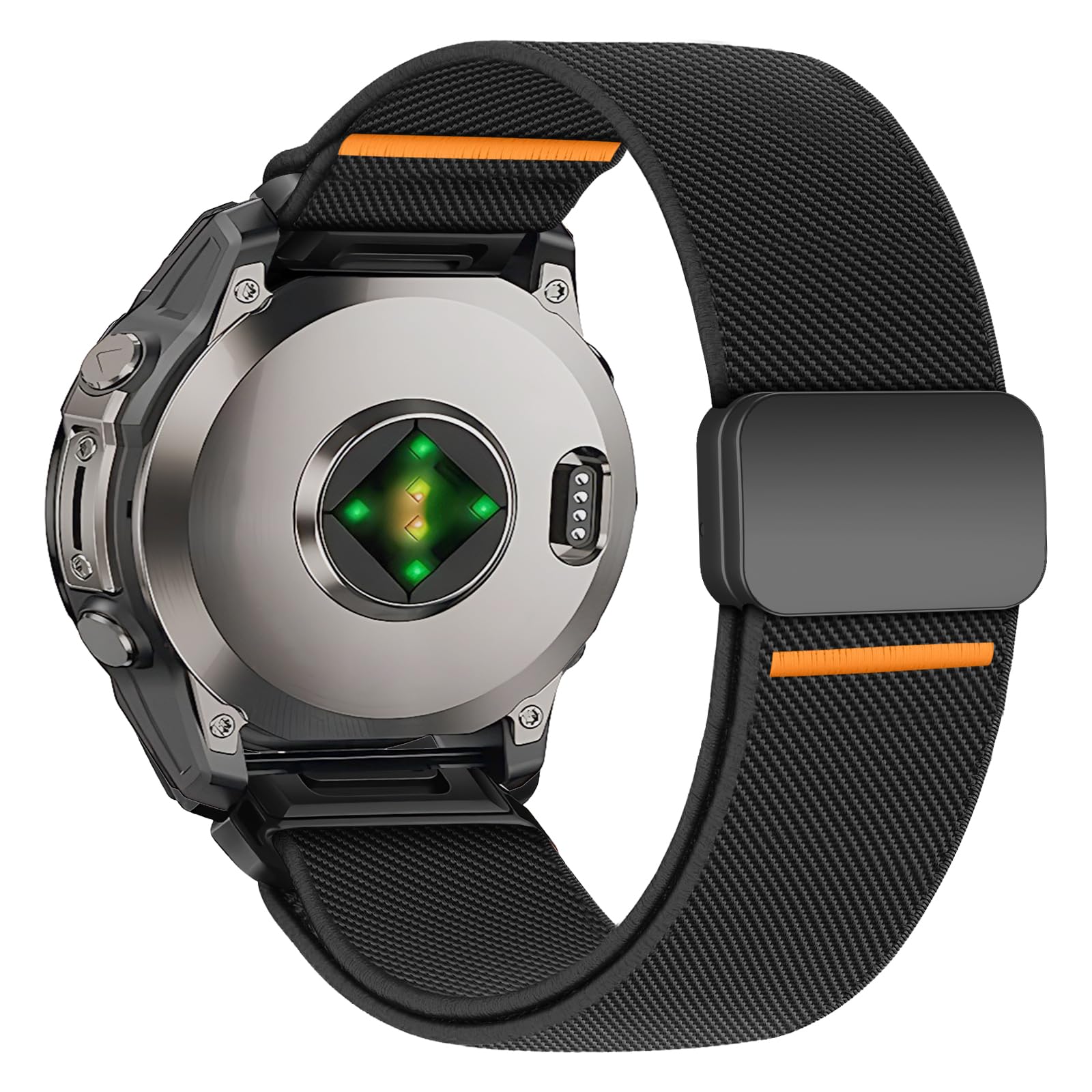 26mm Nylon Strap for Garmin Fenix 8 51mm/5X/6X/7X/8 Pro, Elastic Magnetic Strap Compatible with Garmin Instinct 3 50mm, Epix Pro Gen 2/Fenix 3/3 HR/Descent/Quatix, Black
