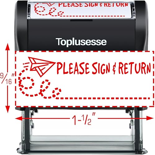 Please Sign and Return Stamp Self Inking Rubber Business Stamp Office Self Inking Return to Sender Message Stamp Office Supplies- Red Ink Por favor