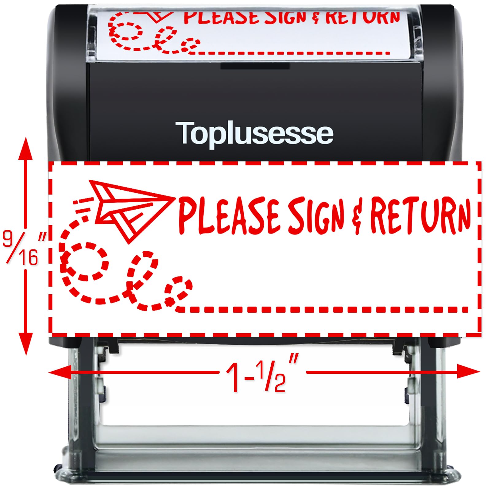 Toplusesse Please Sign and Return Stamp Self Inking Rubber Business Stamp Office Stamp Self Inking Return to Sender Message Stamp Office Supplies- Red Ink
